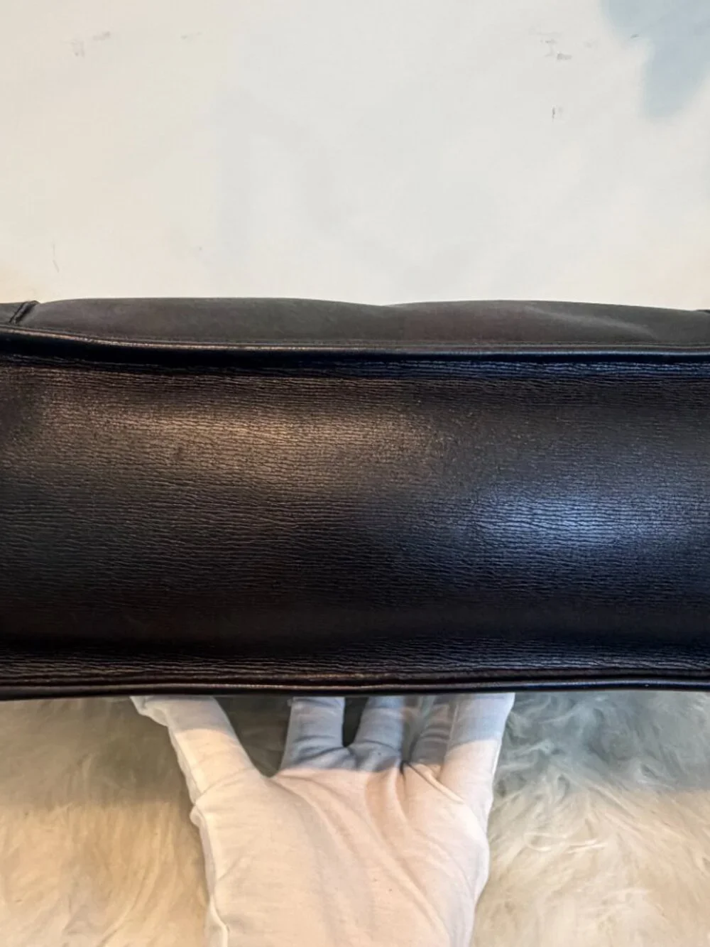 Vintage Gucci Black Structured Leather Tote Bag